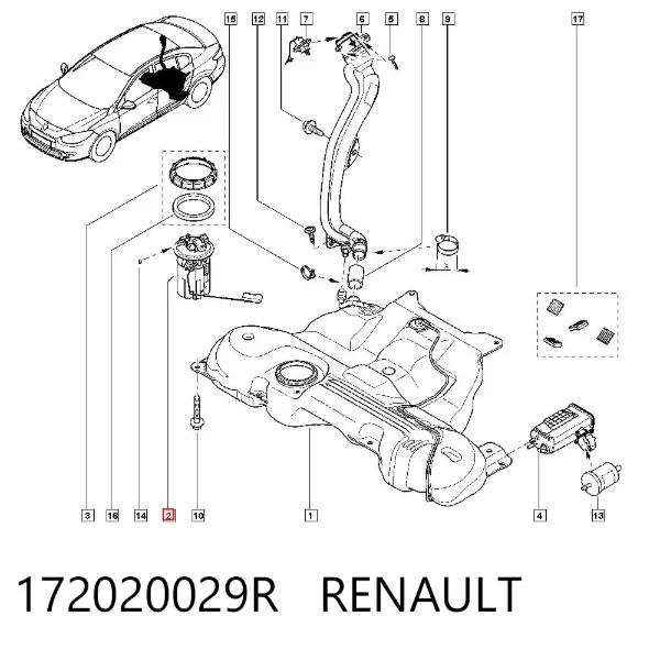 Moduł pompy paliwowej z czujnikiem poziomu paliwa 172020029R Renault (RVI)