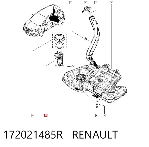Moduł pompy paliwowej z czujnikiem poziomu paliwa 172021485R Renault (RVI)