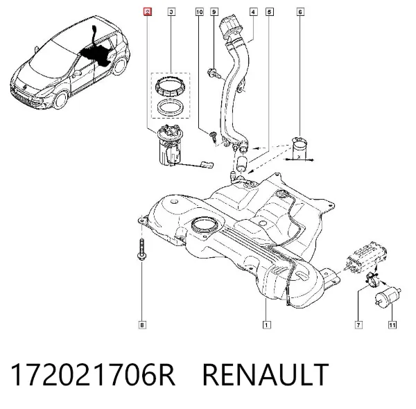 Moduł pompy paliwowej z czujnikiem poziomu paliwa 172021706R Renault (RVI)