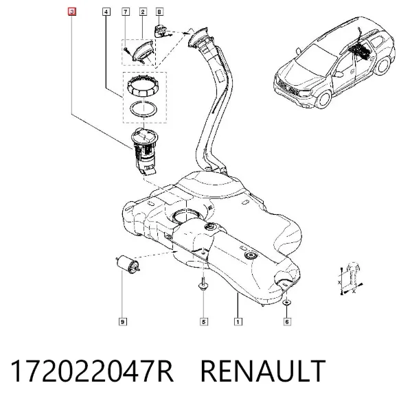 Moduł pompy paliwowej z czujnikiem poziomu paliwa 172022047R Renault (RVI)