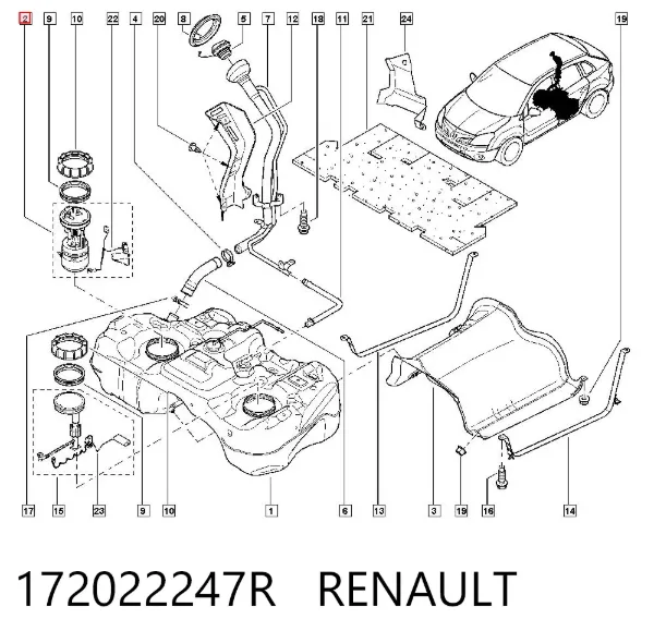 Moduł pompy paliwowej z czujnikiem poziomu paliwa Renault Koleos HY0