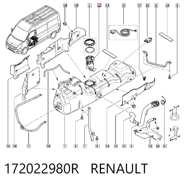 Czujnik poziomu paliwa w zbiorniku 172022980R Renault (RVI)