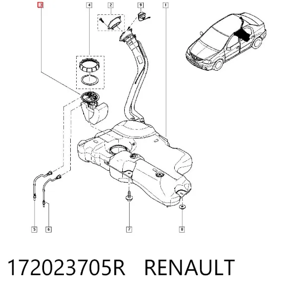 Moduł pompy paliwowej z czujnikiem poziomu paliwa 172023705R Renault (RVI)