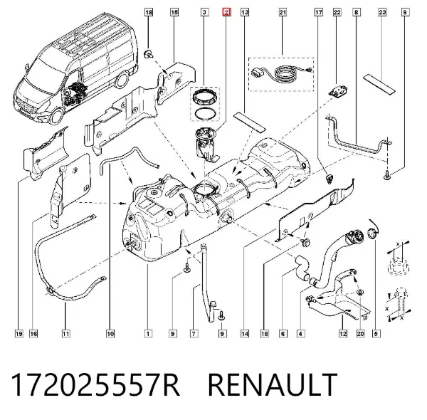 Moduł pompy paliwowej z czujnikiem poziomu paliwa 172025557R Renault (RVI)