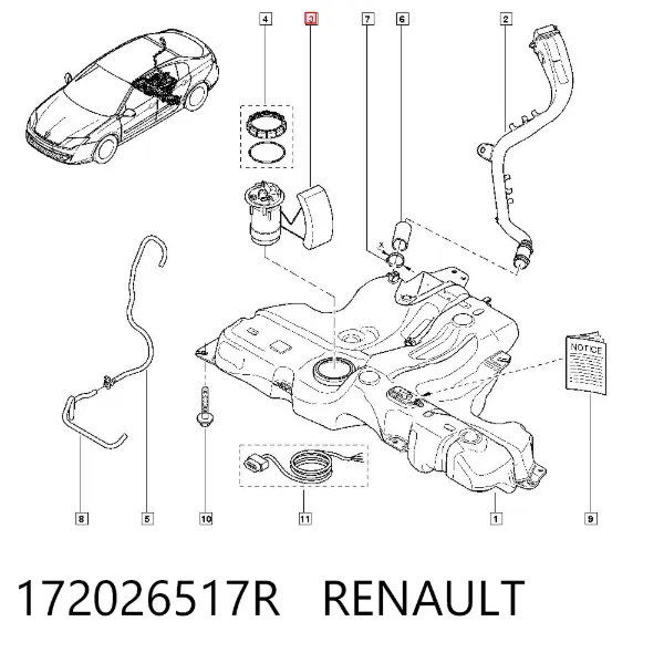 Moduł pompy paliwowej z czujnikiem poziomu paliwa 172026517R Renault (RVI)