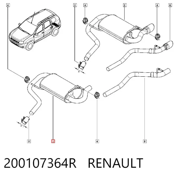 Tłumik, tylna część 200107364R Renault (RVI)
