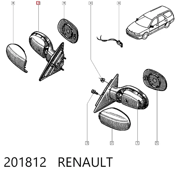 Lusterko wsteczne prawe Renault Laguna I