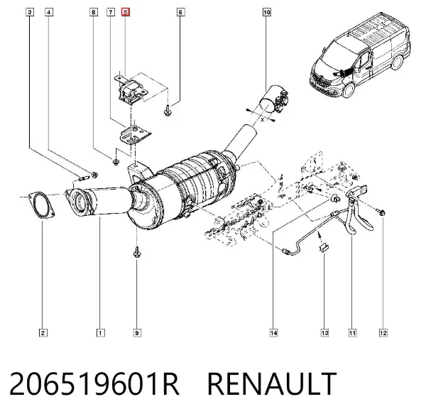 Uchwyt rury dolotowej tłumika 206519601R Renault (RVI)