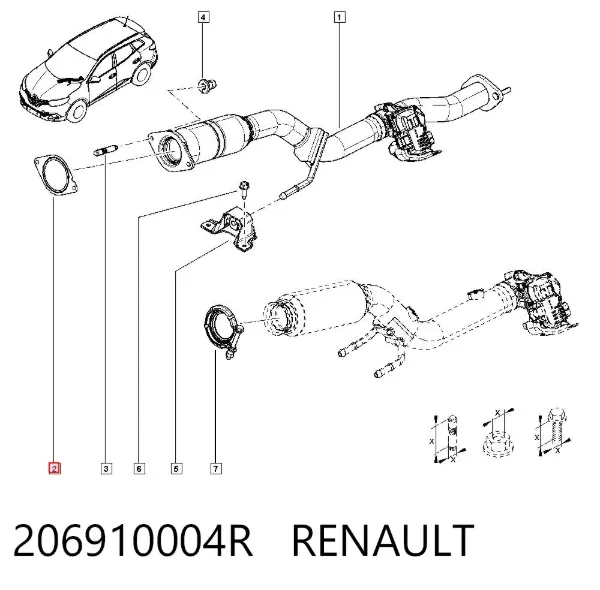 Uszczelka rury odbiornika tłumika 206910004R Renault (RVI)
