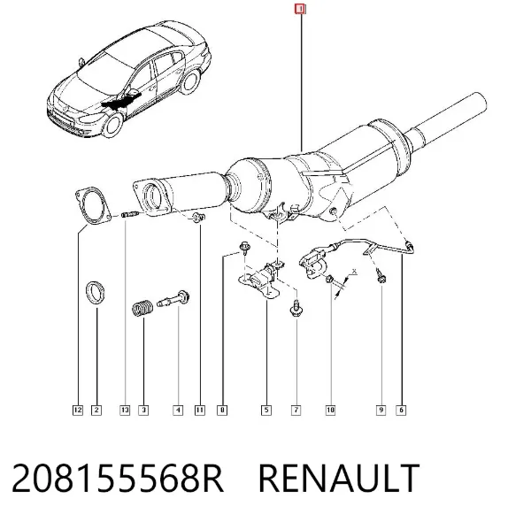 Czujnik ciśnienia spalin 208155568R Renault (RVI)