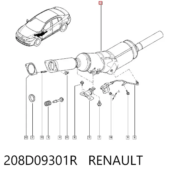 Filtr cząstek stałych układu wydechowego Renault Megane III