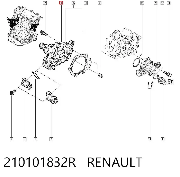 Pompa chłodząca wodna 210101832R Renault (RVI)