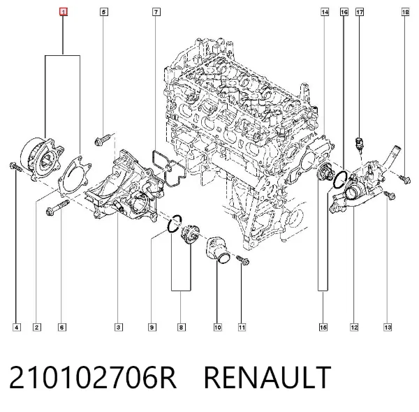 Pompa chłodząca wodna 210102706R Renault (RVI)