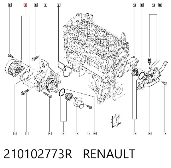 Pompa chłodząca wodna 210102773R Renault (RVI)