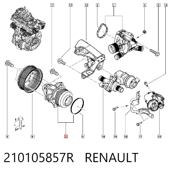 Pompa chłodząca wodna 210105857R Renault (RVI)