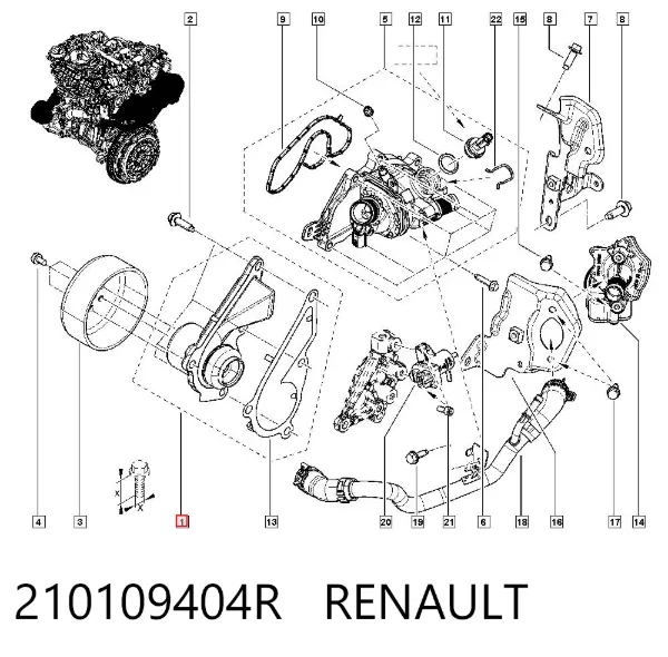 Pompa chłodząca wodna 210109404R Renault (RVI)