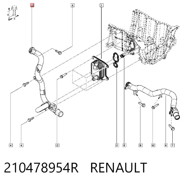 Przewód (króciec) pompy wodnej odbiorczy 210478954R Renault (RVI)
