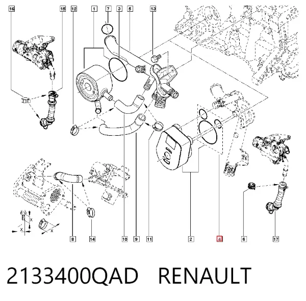 Uszczelka chłodnicy oleju 2133400QAD Renault (RVI)