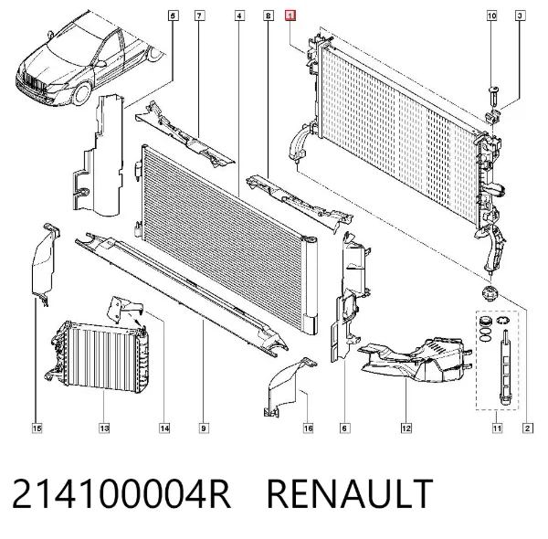Chłodnica silnika 214100004R Renault (RVI)