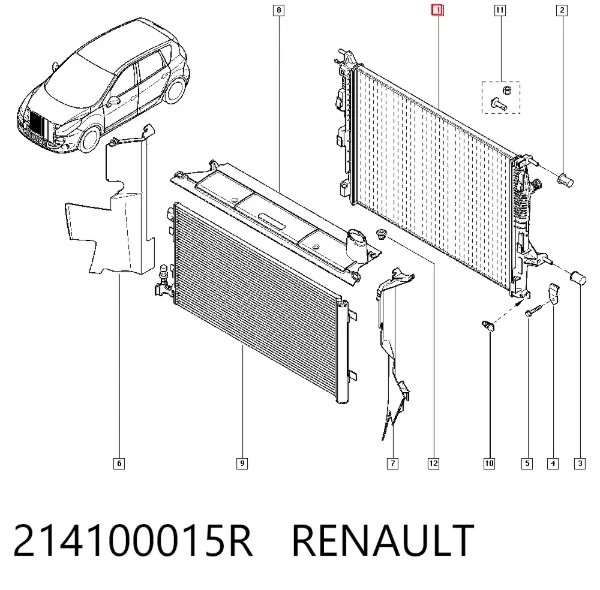 Chłodnica silnika 214100015R Renault (RVI)