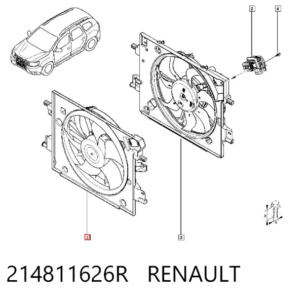 Wentylator elektryczny układu chłodzenia kompletny (silnik+wirnik) 214811626R Renault (RVI)
