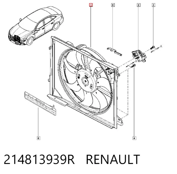 Wentylator elektryczny układu chłodzenia kompletny (silnik+wirnik) 214813939R Renault (RVI)