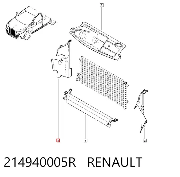 Kierownica powietrza (deflektor) chodnicy prawa 214940005R Renault (RVI)