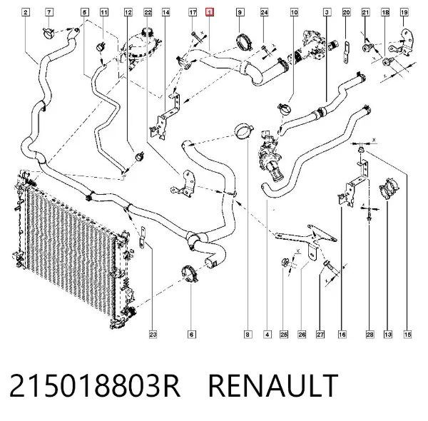 Przewód (króciec) chłodnicy górny 215018803R Renault (RVI)