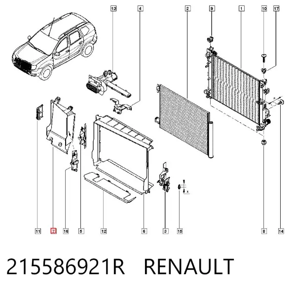 Dyfuzor intercoolera 215586921R Renault (RVI)