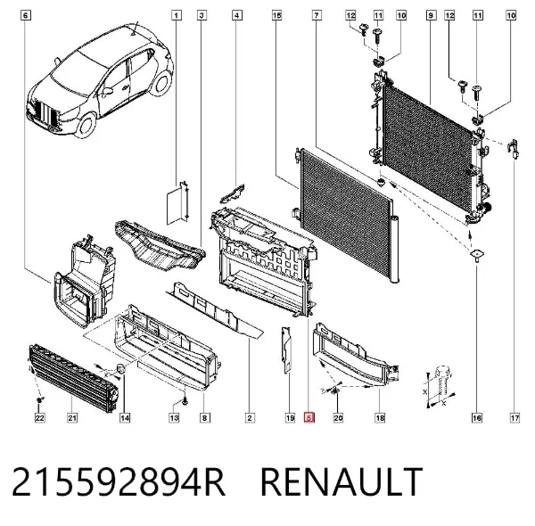 Kierownica powietrza (deflektor) chodnicy lewa 215592894R Renault (RVI)