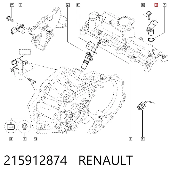 Czujnik położenia wałka rozrządu 215912874 Renault (RVI)