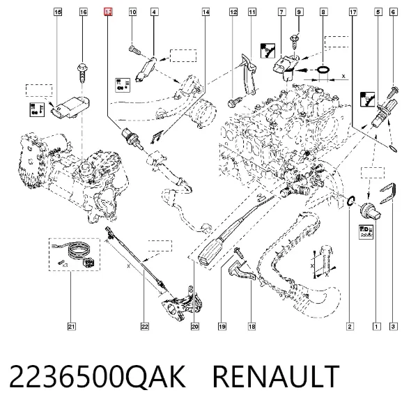 Czujnik ciśnienia spalin 2236500QAK Renault (RVI)