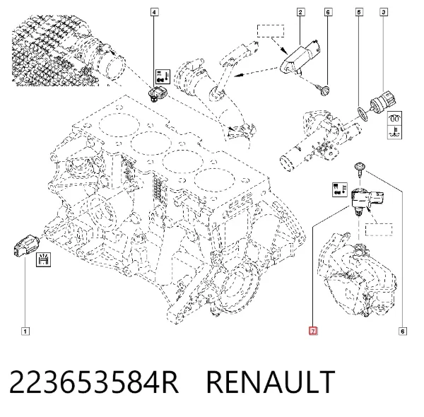 Czujnik ciśnienia w kolektorze ssącym, MAP 223653584R Renault (RVI)