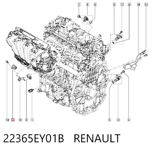 Czujnik ciśnienia w kolektorze ssącym, MAP 22365EY01B Renault (RVI)