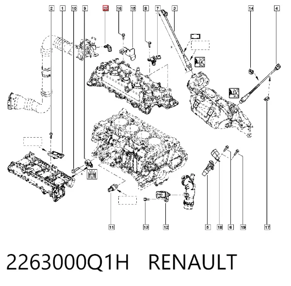 Czujnik temperatury powietrza wlotowego 2263000Q1H Renault (RVI)