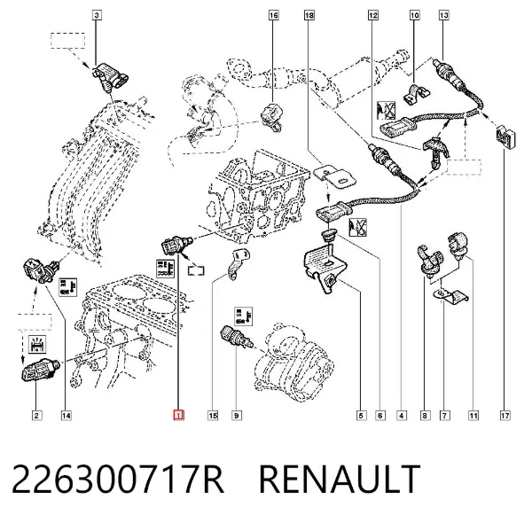 Czujnik temperatury płynu chłodzącego 226300717R Renault (RVI)