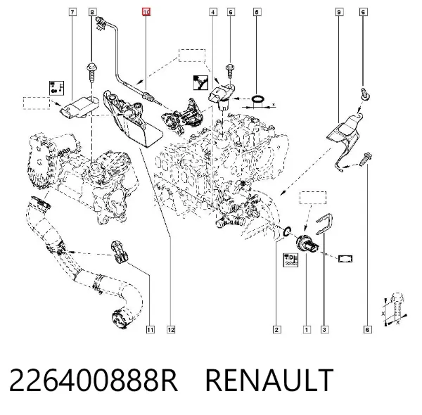 Czujnik temperatury spalin, przed turbiną 226400888R Renault (RVI)