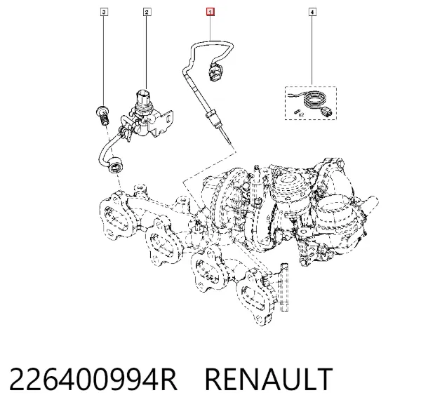 Czujnik temperatury spalin, przed turbiną 226400994R Renault (RVI)