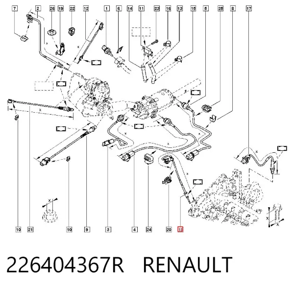 Czujnik temperatury spalin, przed turbiną 226404367R Renault (RVI)