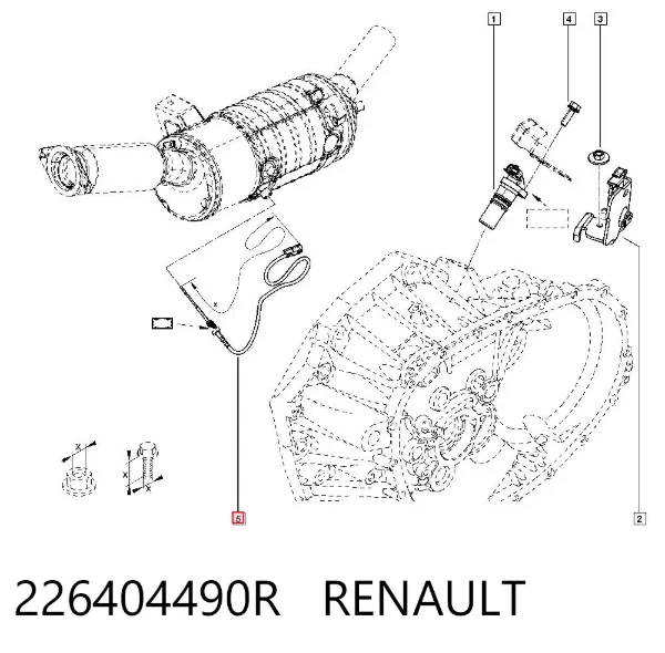 Czujnik temperatury spalin, przed filtrem cząstek stałych 226404490R Renault (RVI)