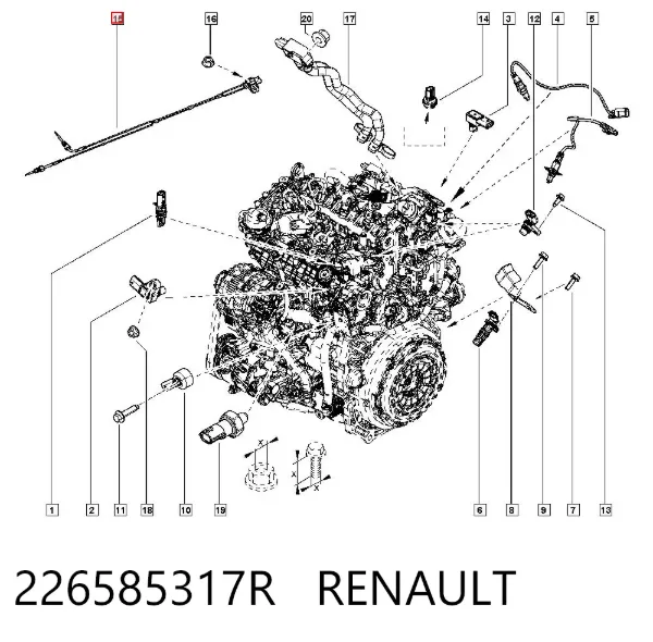 Czujnik temperatury spalin po filtrze cząstek stałych 226585317R Renault (RVI)