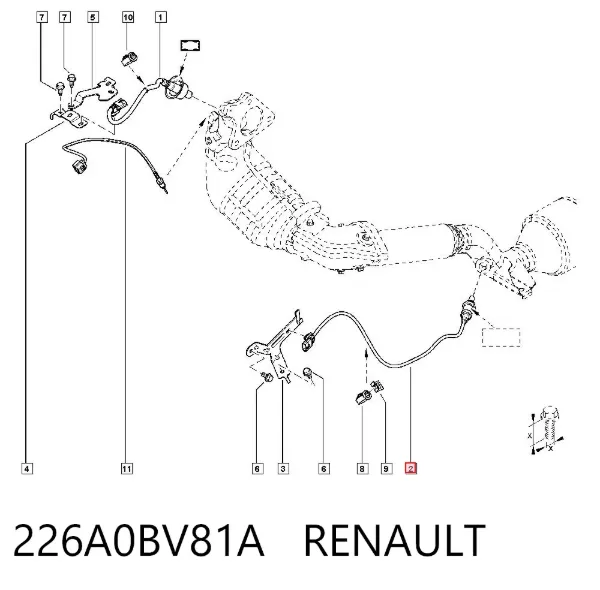 Sonda lambda czujnik tlenu po katalizatorze 226A0BV81A Renault (RVI)