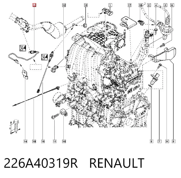 Sonda lambda czujnik tlenu po katalizatorze 226A40319R Renault (RVI)