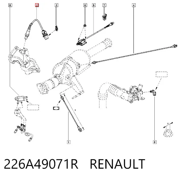 Sonda lambda czujnik tlenu przed katalizatorem 226A49071R Renault (RVI)