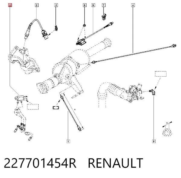 Czujnik ciśnienia spalin 227701454R Renault (RVI)