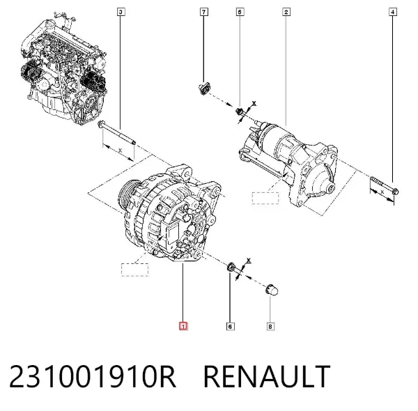 Alternator 231001910R Renault (RVI)