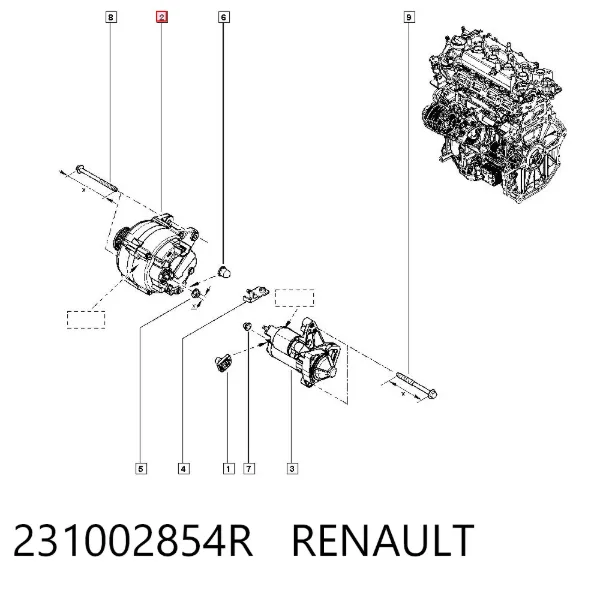 Alternator 231002854R Renault (RVI)