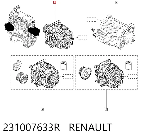 Alternator 231007633R Renault (RVI)