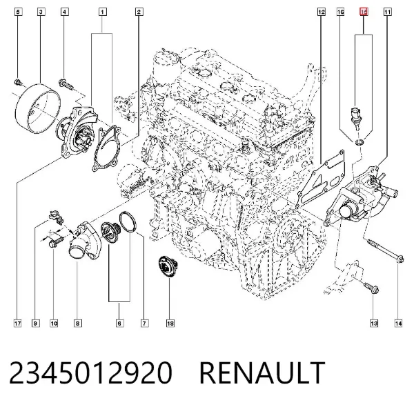 Czujnik temperatury płynu chłodzącego 2345012920 Renault (RVI)