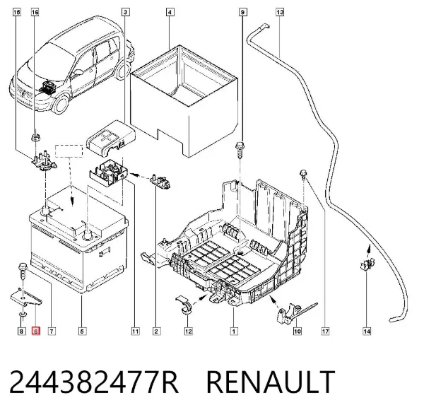 Mocowanie (podstawa) akumulatora 244382477R Renault (RVI)